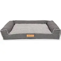 Dogeste Lit pour chien 118x78 cm taille XXL en tissu kodura et velours côtelé – gris