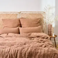 Everbrent Blumtal mousseline linge de lit 135x200 cm - Coton/Taie de lit 135 x 200 + taie d'oreiller 80x80 cuivre