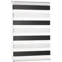 Everbrent Blumtal Lot de 2 stores doubles 90 x 155 - 195cm - store à enroulement Klemmfix, stores pour fenêtres sans percer, stores à enroulement pour fenêtres & portes, blanc - noir