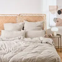 Everbrent Blumtal mousseline linge de lit 200x220 cm - Housse de couette 200x220 + 2x taies d'oreiller 40x80 Gris