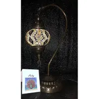 Halay Lampe de table turque fabriquée à la main en verre avec des pierres de mosaïque, hauteur 45 cm, E14, design oriental