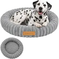 Dogeste Donut panier pour chien 90 cm rond, coussin doux et moelleux, lavable, fond antidérapant
