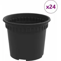 vidaXL Pot À Fleurs Rond 24 Pcs Noir Ø 12,5 X 10 Cm Plastique