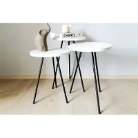 Xl Moebel Gmbh Salon Table basse Table d'appoint Set 3x Moderne Blanc MDF Pieds en métal