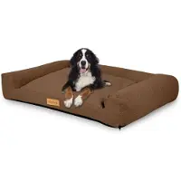 Dogeste Lit pour chien 118x78 cm taille XXL en tissu mouton – marron