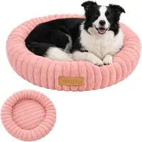 Dogeste Donut panier pour chien 90 cm rond, coussin doux et moelleux, lavable, fond antidérapant