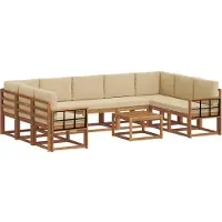 vidaXL Ensemble de salon de jardin 10 pièces, couleurs naturelles et beige