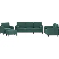 vidaXL Ensemble de canapés 4 pièces avec coussins vert foncé velours