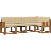 vidaXL Ensemble de canapés d'extérieur avec coussins 5 pièces Nature et Beige