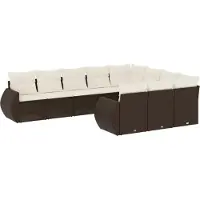 vidaXL Ensemble de salon de jardin 10 pièces avec coussins Marron Poly Rattan