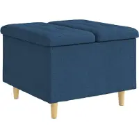 vidaXL Pouf de rangement avec coussin Bleu 60 x 60 x 45 cm Tissu