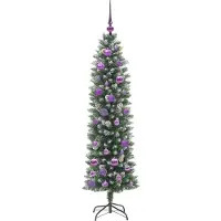 vidaXL Arbre de Noël artificiel slim avec 150 LED Vert et blanc 150 cm