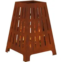 vidaXL , brasero décor imitation rouille, 50 x 50 x 70 cm, acier résistant aux intempéries