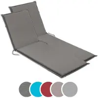 Sleepling - Set de 2 chaises longues de jardin, Coussin pour chaise longue, 190 x 58 cm, 6 cm d'épaisseur, gris