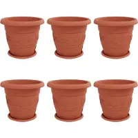 vidaXL Pots de plantes 6 pcs Rouge brique Ø 26 x 21.5 cm Plastique