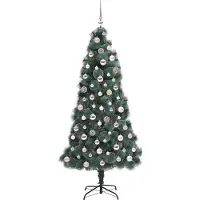 vidaXL Arbre de Noël artificiel pré-éclairé avec jeu de boules vert