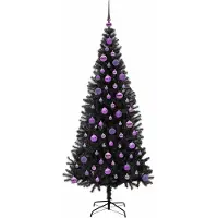 vidaXL Sapin de Noël avec 300 LED avec support Noir 180 cm PVC