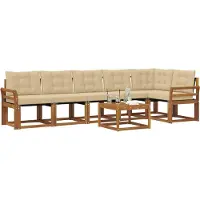 vidaXL Ensemble de canapés d'extérieur avec coussins 7 pièces Nature et Beige