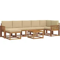 vidaXL Ensemble de canapés d'extérieur avec coussins 8 pièces Nature et Beige