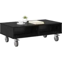 vidaXL Table d'appoint avec roues Chêne noir 90 x 50 x 30 cm