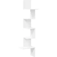 vidaXL Étagère d'angle murale blanc 32x32x127,5 cm bois d'ingénierie