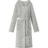 vidaXL Peignoir avec capuche Gris l Flanelle
