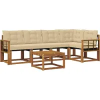 vidaXL Ensemble de canapés d'extérieur avec coussins 6 pièces Nature et Beige