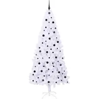 vidaXL Sapin de Noël artificiel avec 300 LED Blanc 240 cm PVC et Acier
