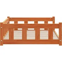 vidaXL Lit pour chien, 100 x 70 x 28 cm, en bois massif de pin, finition brun cire