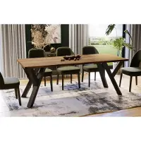 Endo -Möbel Table de salle à manger Pier 130cm - 210cm extensible Structure métallique Table de cuisine (Chêne Monastère)