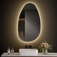 S'AFIELINA Miroir LED de Maquillage pour Salle de Bain – Anti-buée, Éclairage 3 Couleurs Réglables & Interrupteur Tactile, 50×85 cm