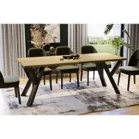 Endo -Möbel Table de salle à manger Pier 130cm - 210cm extensible châssis métallique Table de cuisine (chêne naturel)