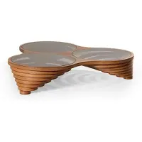 Xl Moebel Gmbh Exclusive table basse de salon de luxe couleur marron avec plateau en verre Moderne