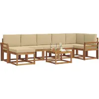 vidaXL Ensemble de canapés d'extérieur avec coussins 8 pièces Nature et Beige