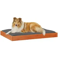 vidaXL , lit pour chien, 101,5 x 74 x 9 cm, en bois massif de pin, finition brun cire