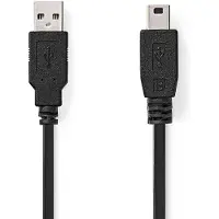 Nedis Câble USB | USB 2.0 | USB-A mâle | USB Mini-B 5 broches mâle | 480 Mbit/s | Nickelé | 5,00 m | Rond | PVC | Noir | Étiquette