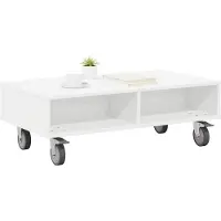 vidaXL Table d'appoint avec roues Blanc 90 x 50 x 30 cm