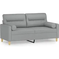 vidaXL Canapé 2 places avec oreillers gris clair 140 cm tissu