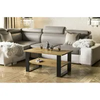 Endo -Möbel Table basse Inga 110x65x53 cm patins Table de salon avec étagère (Chêne Artisan)