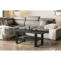Endo -Möbel Table basse Inga 110x65x53 cm patins Table de salon avec étagère (béton foncé)