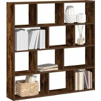 vidaXL Étagère cube murale 12 compartiments chêne fumé bois ingénierie