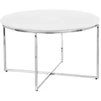 Xl Moebel Gmbh Luxueuse table basse blanche Pieds en métal blanc argenté Salon nouveau