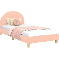 vidaXL Cadre de lit d'enfant avec tête de lit rose 90 x 190 cm Bouclé
