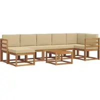 vidaXL Ensemble de canapés d'extérieur avec coussins 8 pièces Nature et Beige