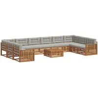 vidaXL Ensemble de canapés 11 pièces Naturel et gris clair Bois massif Acacia