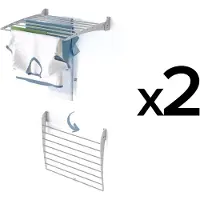 Foxydry 2x Séchoir à linge mural en aluminium, pour l'intérieur et l'extérieur - Fold Down 60 cm