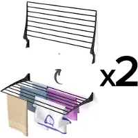 Foxydry 2 Fold 100 cm noirs – Étendoirs à linge muraux pliables, modernes, compacts et durables