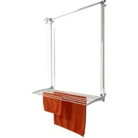Foxydry Wall 152 cm blanc – Étendoir à linge mural avec grille réglable en hauteur, idéal pour le balcon, la salle de bains et la buanderie