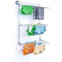 Foxydry Séchoir à linge tour pour montage mural, réglable en hauteur et pliable - Tower 108 cm Gris