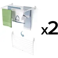 Foxydry 2 Fold Down 80 cm blancs – Étendoirs à linge muraux pliables vers le bas, peu encombrants, pour balcon et terrasse